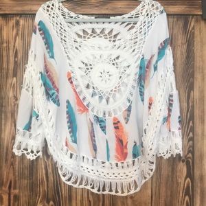 Boho knit detail top